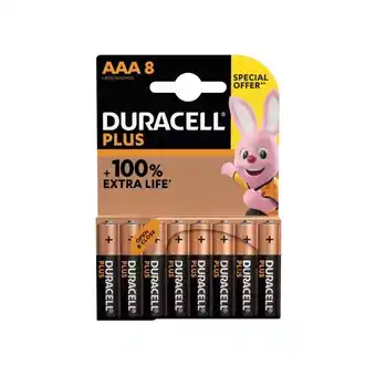 Auchan Lot de 8 piles plus 100% lr06 ou lr03 duracell(1) offre