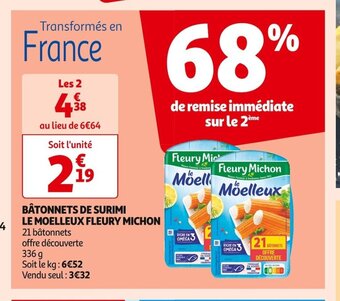 Auchan Supermarché Batonnets De Surimi Le Moelleux Fleury Michon offre