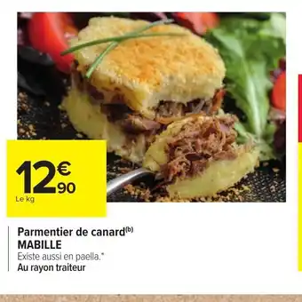Carrefour Parmentier de canard mabille offre