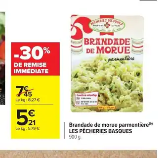 Carrefour Brandade de morue parmentiere les pecheries basques offre