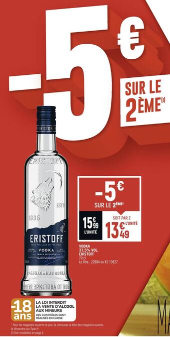 Spar Eristoff vodka 37,5% vol. offre