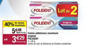 Cora x Carrefour Polident crème adhérence maximum original offre