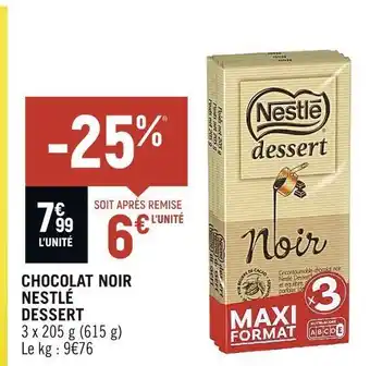 Spar Nestlé dessert chocolat noir offre