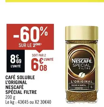 Spar Nescafé café soluble l’original spécial filtre offre
