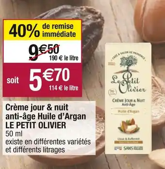 Cora x Carrefour Le petit olivier crème jour & nuit anti-âge huile d’argan offre