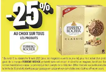 Spar Ferrero rocher -25% au choix sur tous les produits ferrero rocher offre