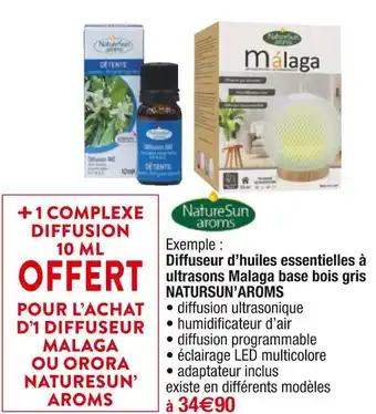 Cora x Carrefour Natursun’aroms diffuseur d’huiles essentielles à ultrasons malaga base bois gris offre
