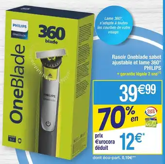 Cora x Carrefour Philips rasoir oneblade sabot ajustable et lame 360° offre