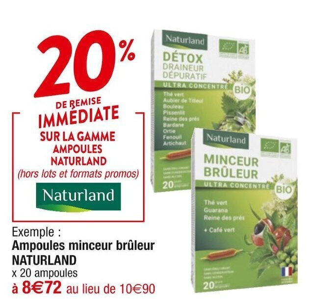 Promo Naturland 20 de remise immédiate sur la gamme ampoules naturland