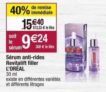 Cora x Carrefour L’oréal sérum anti-rides revitalift filler offre