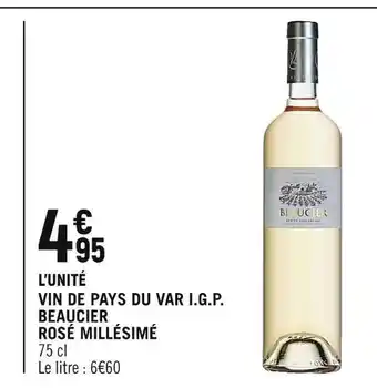 Spar Vin de pays du var i.g.p. beaucier rosé millésimé offre
