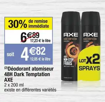 Cora x Carrefour Axe (2)déodorant atomiseur 48h dark temptation offre