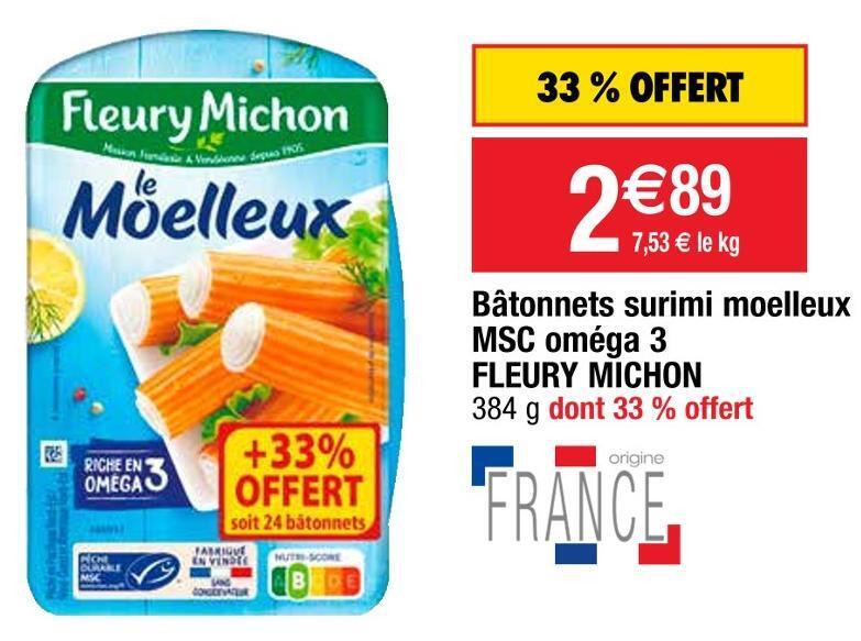 Promo Fleury michon surimi moelleux msc oméga 3 chez Cora