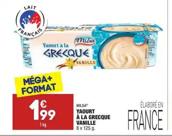 ALDI Yaourt à La Grecque Vanille Milsa offre