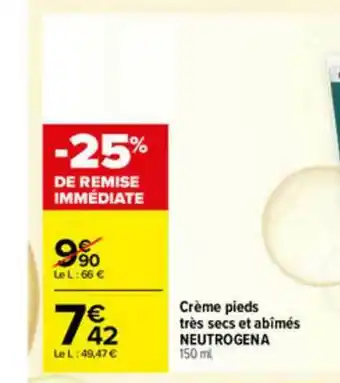 Carrefour Crème Pieds Très Secs Et Abîmés Neutrogena offre
