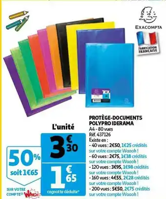 Auchan Drive Protège-documents Polypro Iderama Exacompta offre
