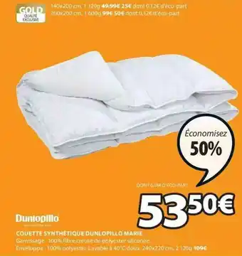 JYSK Couette Synthétique Dunlopillo Marie offre