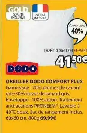 JYSK Oreiller Dodo Comfort Plus offre