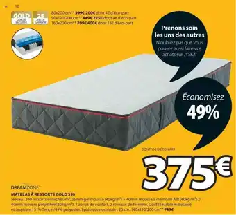JYSK Matelas à Ressorts Gold S50 Dreamzone offre