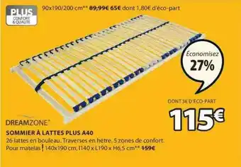 JYSK Sommier à Lattes Plus A40 Dreamzone offre