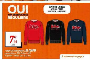 1 Sweat Col Rond Garçon Lee Cooper