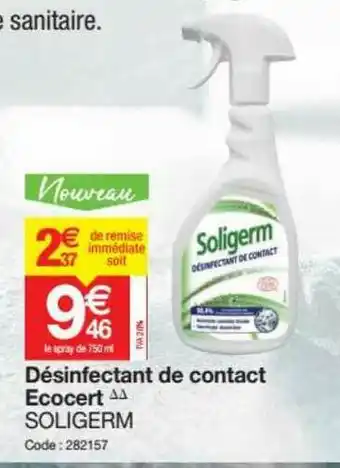 Promocash Désinfectant De Contact Ecocert Soligerm offre
