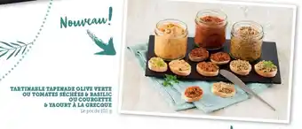 Hyper U Tartinable Tapenade Olive Verte Ou Tomates Séchées & Basilic Ou Courgette & Yaourt A La Grecque offre
