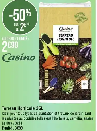 Géant Casino Terreau Horticole 35L offre