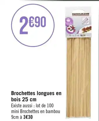 Brochettes Longues En Bois 25 cm