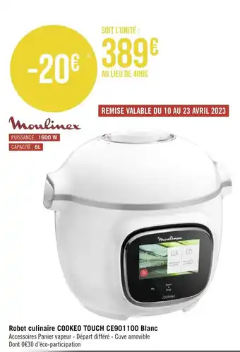 Robot Culinaire Cookeo Touch CE901100 Blanc