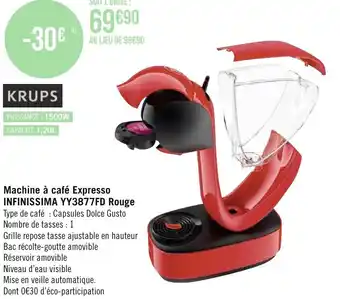 Géant Casino Machine a Café Expresso Infinissima YY3877FD Rouge offre