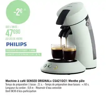 Géant Casino Machine A café Senseo Original+ CSA210/21 Menthe Pale offre