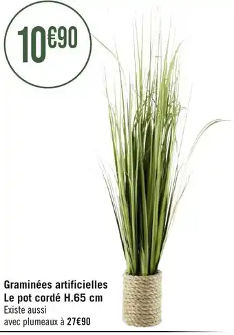 Graminées Artificielles Le Pot Corde H.35 cm