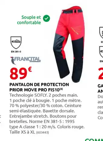 Rural Master Pantalon De Protection Prior Move Pro F1510 offre