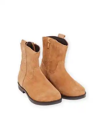 Bottines montantes cuir camel enfant fille