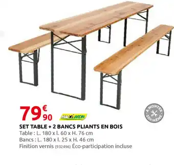 Rural Master Set Table+ 2 Banc Pliant En Bois offre
