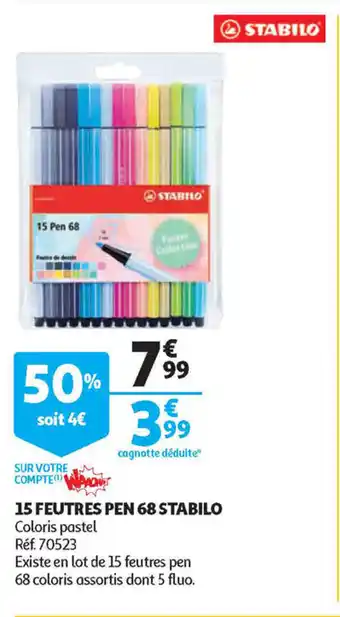15 Feutres pen 68 stabilo