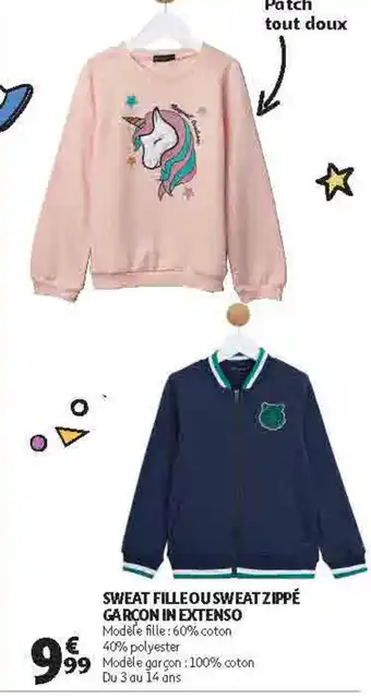 Auchan Direct Sweat fille ou sweat zippé garçon in extenso offre