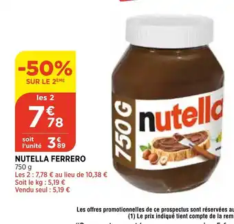 Bi1 Nutella ferrero offre