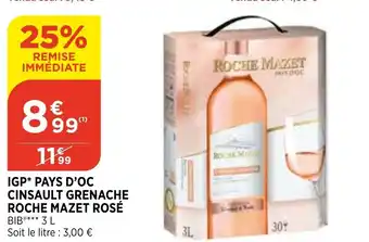Bi1 IGP Pays d'Oc cinsault grenache roche mazet rose offre