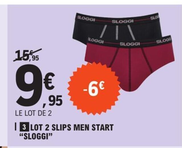 Promo Lot 2 slips men start sloggi chez E.Leclerc