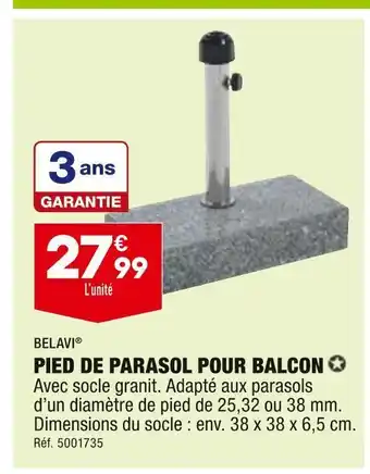 ALDI Belavi pied de parasol pour balcon offre