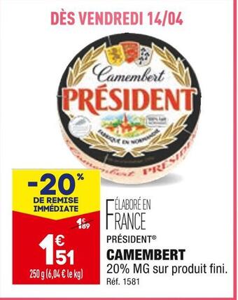 ALDI Président camembert offre