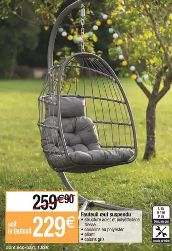 Cora x Carrefour Fauteuil œuf suspendu offre