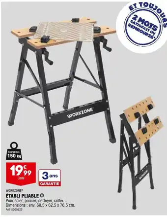 ALDI Workzone établi pliable offre