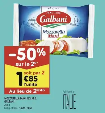 Mozzarella maxi 18% m.g. galbani