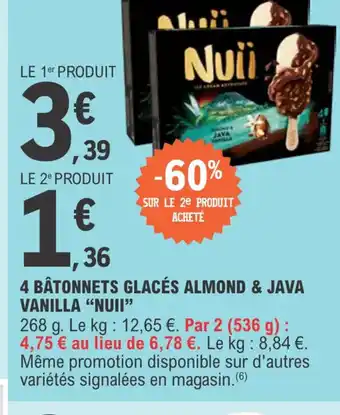 4 batonnets glaces almond & java vanille nuii