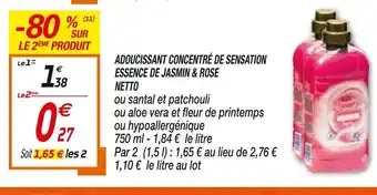 Netto Adoucissant concentré de sensation essence de jasmin & rosé netto offre