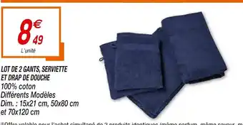 Netto Lot de 2 gants, servette et drap de douche offre