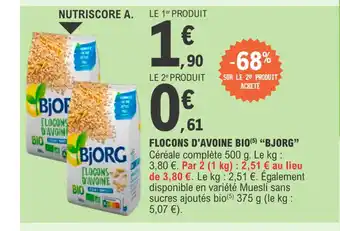 E.Leclerc Flocons d'avoine Bio bjorg offre